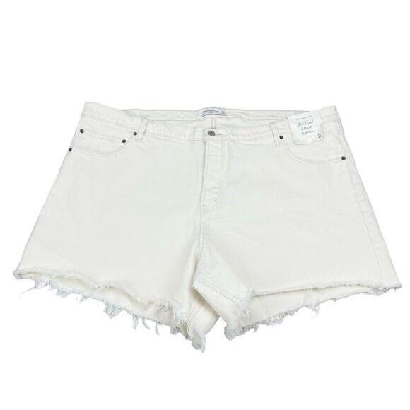 NWT ABERCROMBIE & FITCH The Dad Short High Rise 22 Cream Ivory White - Picture 4 of 8